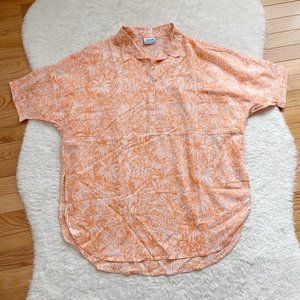 Columbia NWOT Women's PFG Bonehead Short Sleeve Shirts Tropical Print, Orange, L